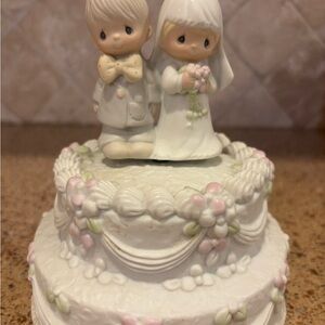 Precious Moments Pink and White Wedding Cake Topper